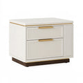 Comodino 60 x 45 x 55 cm in legno bianco e marrone con 2 cassetti stile moderno