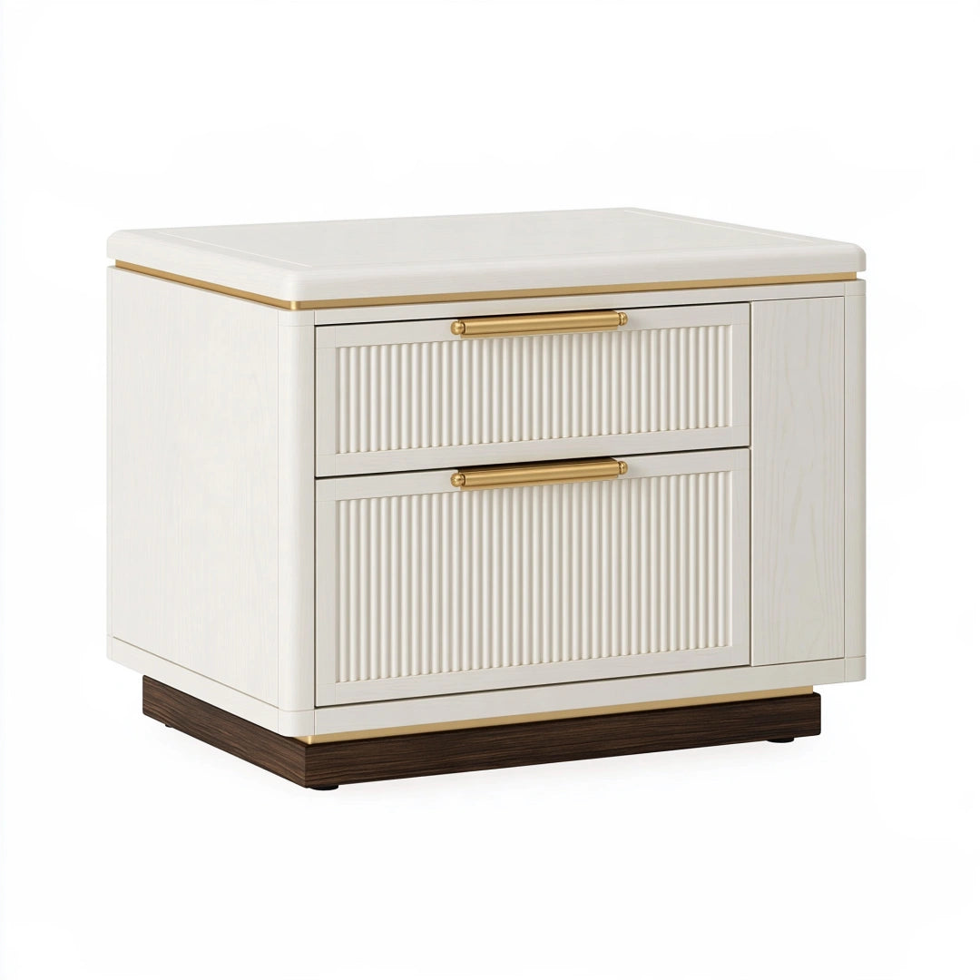 Comodino 60 x 45 x 55 cm in legno bianco e marrone con 2 cassetti stile moderno