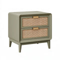 Comodino 60 x 45 x 65 cm in legno verde salvia con 2 cassetti stile moderno