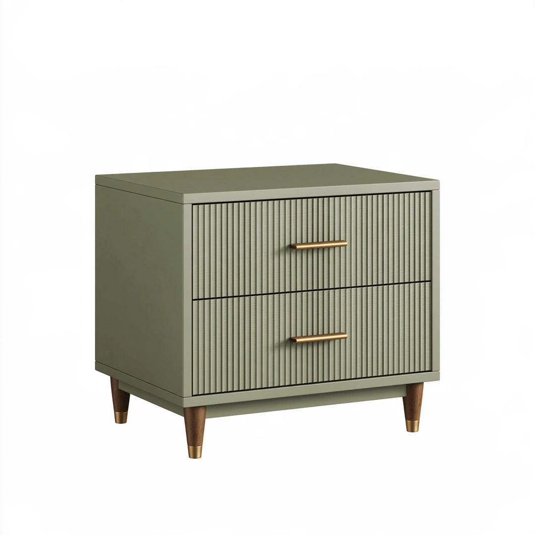 Comodino 50 x 40 x 60 cm in legno verde salvia con 2 cassetti stile moderno