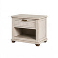 Comodino 65 x 45 x 65 cm in legno bianco con cassetto e vano aperto stile classico