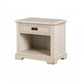 Comodino 60 x 45 x 60 cm in legno bianco con cassetto e vano aperto stile classico