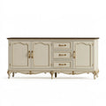Credenza 200 x 45 x 90 cm in legno beige stile classico con 3 ante e 3 cassetti