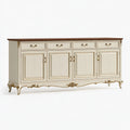 Credenza 220 x 50 x 90 cm in legno avorio e marrone - stile classico con 4 ante e 4 cassetti