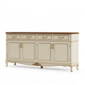 Credenza 200 x 45 x 90 cm in legno avorio e noce stile classico con 4 ante e 4 cassetti
