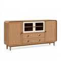 Credenza 180 x 45 x 85 cm in legno marrone con ante in vetro - stile moderno