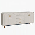 Credenza 200 x 45 x 85 cm in legno ingegnerizzato bianco con 4 cassetti e 4 ante stile moderno