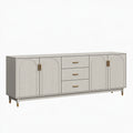 Credenza 180 x 40 x 80 cm in legno effetto rovere avorio con 4 ante e 3 cassetti stile moderno