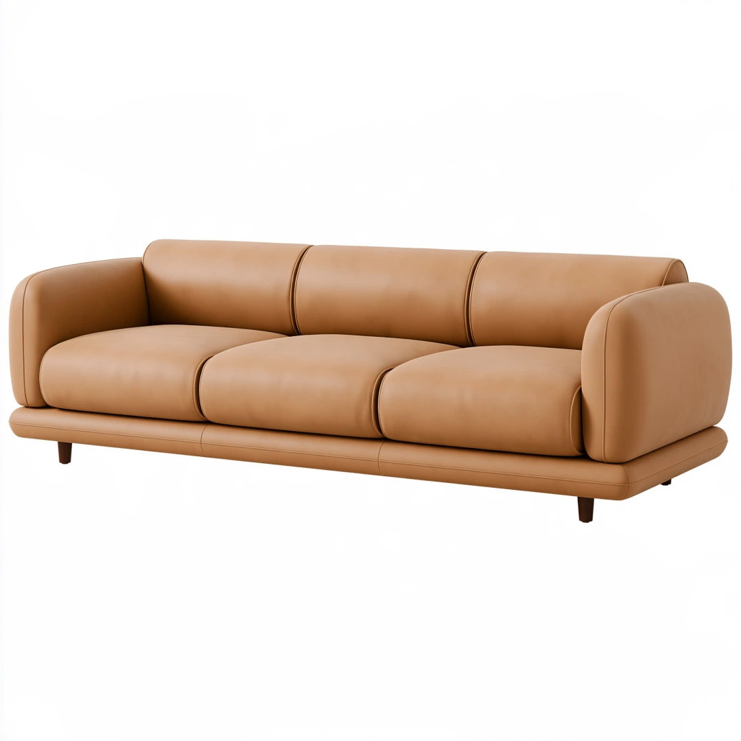 Divano 3 posti 230 cm in similpelle cognac stile moderno