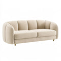 Divano 2 posti 180 cm in tessuto beige - stile moderno con schienale scanalato