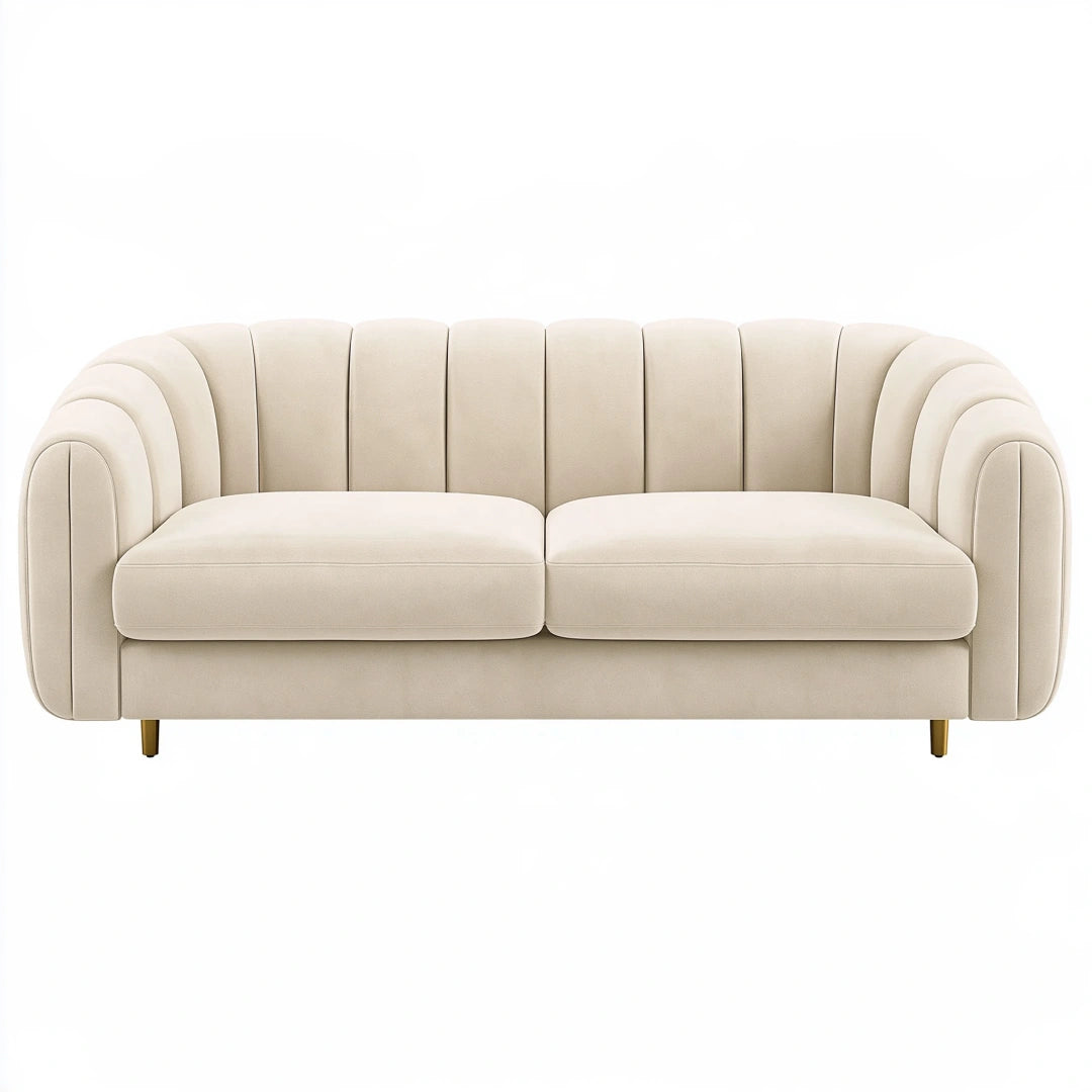 Divano 2 posti 180 x 85 x 78 cm in tessuto avorio per soggiorno stile moderno
