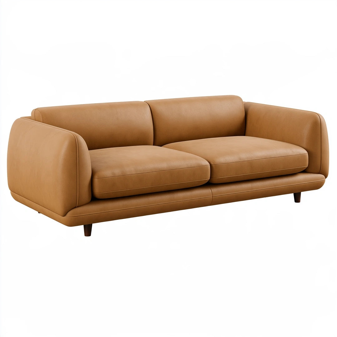 Divano 2 posti 220x95x82 cm in similpelle marrone - stile moderno