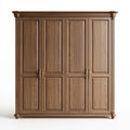 Armadio guardaroba 220 x 60 x 230 cm in legno marrone a 4 ante stile classico