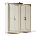 Armadio 4 ante 200x60x220 cm in legno avorio stile classico