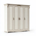 Armadio guardaroba 220 x 60 x 230 cm in legno bianco avorio a quattro ante stile classico