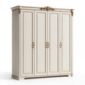 Armadio guardaroba 200 x 60 x 220 cm in legno avorio stile classico a 4 ante