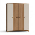 Armadio a 4 ante 180 x 55 x 200 cm effetto rovere e beige stile moderno