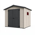 Casetta da giardino 185 x 152 x 200 cm in resina beige e antracite con doppia porta