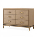 Cassettiera 140 x 45 x 90 cm in legno beige con 6 cassetti stile moderno